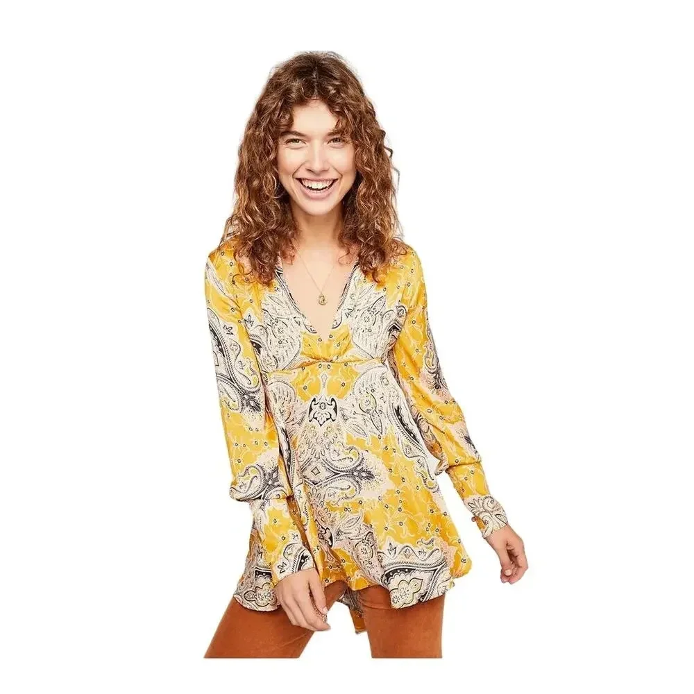 Free People Field of Butterflies Tunic Top Size XS